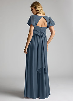 Azazie Madisynn Maternity Bridesmaid Dresses Bow Chiffon Floor-Length Dress image2