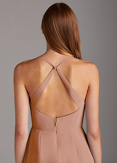 Azazie Manila Bridesmaid Dresses Champagne Rose Sheath V-Neck Chiffon Dress image5
