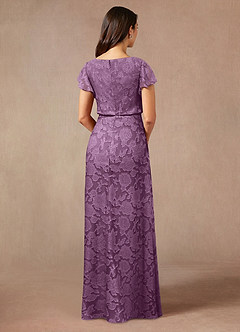 Azazie Lehi vestidos de madre de la novia Vestido de Glicinia de Devorado Floral de Corte en A con Cuello de barco image2