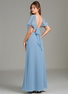 Azazie Phylicia Robes de demoiselle d'honneur Robe Trapèze en Mousseline de soie Arc Poudre Bleue image5