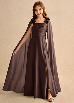 Azazie Rosita Girls Formal Flower Girl Klänningar Klänning A-Line i Stretch Satin Plisserad image3