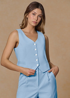 front Rowan Sky Blue Refined Weave Performance vest
