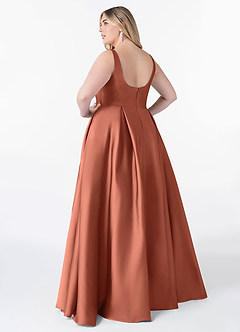 Azazie Neve Brautjungfernkleider Ballkleid mit Taschen Stretch-Satin Kleid Lehm image8