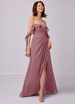Barbie ♥ Azazie Bridesmaid Dresses Vintage Mauve A-Line Off the Shoulder Chiffon Convertible Dress image5