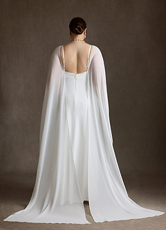 Azazie Caity Wedding Dresses Diamond White Fit and Flare Crepe Back Satin Dress image4