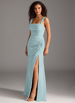 Azazie Jesaphine Bridesmaid Dresses Mist Sheath Bow Chiffon Dress image3