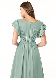 Azazie Daphne Modest Bridesmaid Dresses A-Line Ruffled Chiffon Floor-Length Dress image5