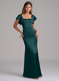 Azazie Elkie Bridesmaid Dresses Pine Mermaid Square Neckline Stretch Satin Dress image5