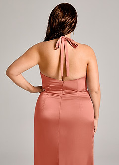 Azazie Valerie Brudtärnklänningar Klä av Sjöjungfru i Stretch Satin Plisserad Laxrosa image8