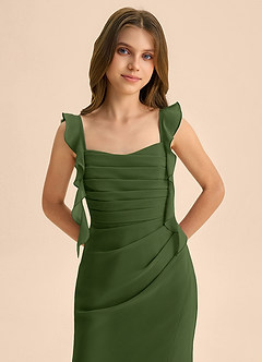 Azazie Jessamine Junior Olive Mermaid Sweetheart Neckline Chiffon Dress image7