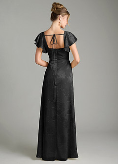 Azazie Bondi Robes de demoiselle d'honneur Robe Trapèze en Jacquard floral dévoré Drapé Noir image2