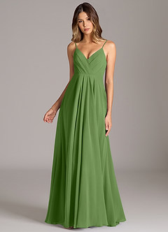 Azazie Amani Bridesmaid Dresses Basil A-Line Pleated Chiffon Dress image4