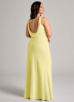 Azazie Rylina Vestidos de damas de honor Vestido de Sorbete De Limón de Gasa de Corte Sirena con Plisado image11