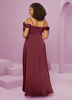 Barbie ♥ Azazie Final Sale Dusty Blue A-Line Off the Shoulder Stretch Satin Dress image9