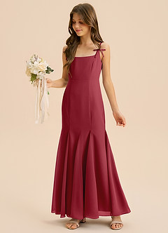 Azazie Evey Junior Abito Sirena in Chiffon Plissettato Melograno image1