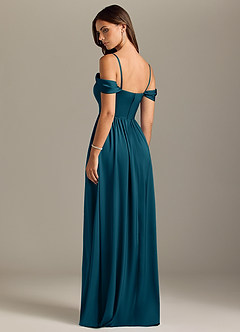 Azazie Calianna Bridesmaid Dresses Ink Blue A-Line Off the Shoulder Stretch Satin Convertible Dress image10