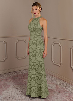 Azazie Tyra Venta Final Vestido de Pistacho de Devorado Floral de Corte Sirena image2