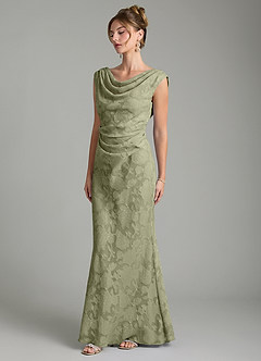 Azazie Kieryn Bridesmaid Dresses Pistachio Mermaid Pleated Floral Burnout Dress image3