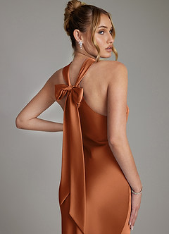 Azazie Reign Bridesmaid Dresses Copper Mermaid Pleated Stretch Satin Dress image9