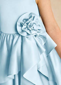 Azazie Hermia Flower Girl Dresses Sky Blue A-Line Sleeveless Matte Satin Dress image6
