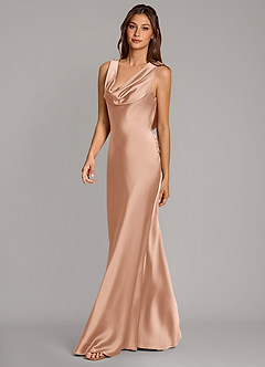 Azazie Cheryl Robes de demoiselle d'honneur Robe Sirène en Satin extensible Or Rose image3