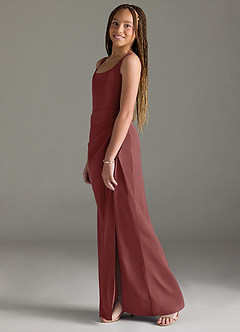 Azazie Mero Junior Amethyst Mermaid Pleated Stretch Satin Dress image4