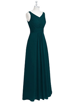 Azazie Pierrette Bridesmaid Dresses Pine A-Line Pleated Chiffon Dress image9
