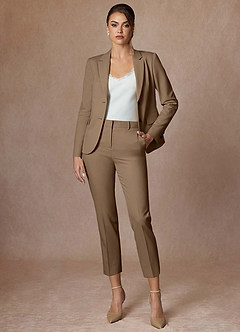 front Whitney 트뤼플 고급 직조 소재의 퍼포먼스 크롭 드레스 팬츠