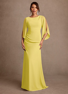 Azazie Anaheim Abiti per la Madre della Sposa Abito A-Line in Chiffon Plissettato Canarino image1