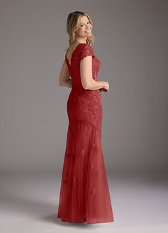 Azazie Marbella Mother of the Bride Dresses Rust Mermaid Queen Anne Sequins Lace Dress image6