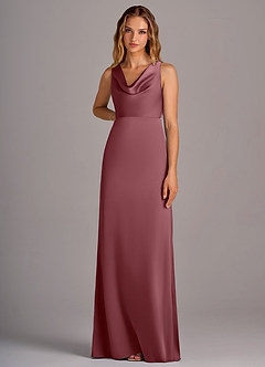 Azazie Wrenlee Bridesmaid Dresses Desert Rose A-Line Stretch Satin Dress image6