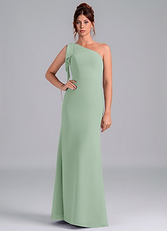Azazie Rinna Bridesmaid Dresses Agave Mermaid One Shoulder Chiffon Dress image1