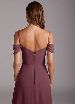 Azazie Marley Jurken voor bruidsmeisjes Converteerbaar Jurk van Chiffon met A-Lijn Off the Shoulder Sangria image9