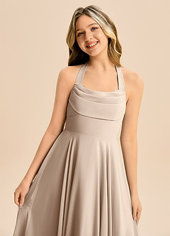 Azazie Kady Junior Taupe A-Line Sweetheart Neckline Chiffon Dress image6