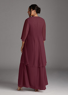 Azazie Manuella Mother of the Bride Dresses Cabernet A-Line V-Neck Pleated Chiffon Dress image15