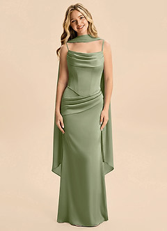Azazie Sorrel Junior Pistachio Mermaid Ruched Stretch Satin Dress image3