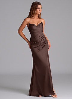 Azazie Claudelle Bridesmaid Dresses Ganache Mermaid Strapless Stretch Satin Dress image4