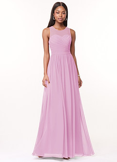 Azazie Nina Bridesmaid Dresses Candy Pink A-Line Pleated Chiffon Dress image1