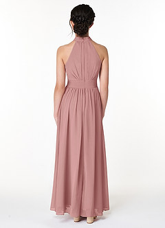 Azazie Iman Junior A-Linie Plissee Chiffon Kleid Altrosa image2