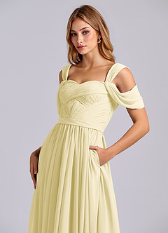 Azazie Koa Brudtärnklänningar Klä av A-Linje i Chiffong Av axeln Citronsorbet image7