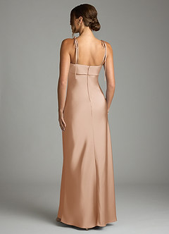 Azazie Ellia Bridesmaid Dresses English Rose Sheath Bow Stretch Satin Dress image5