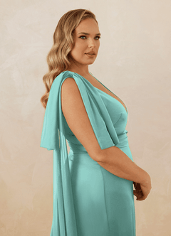 Christian Siriano Bridal for Azazie 1011 Brautjungfernkleider Meerjungfrau-Linie Schleifen Stretch-Satin Kleid Aqua image18