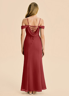 Azazie Nira Junior Rust Mermaid Ruched Chiffon Dress image2