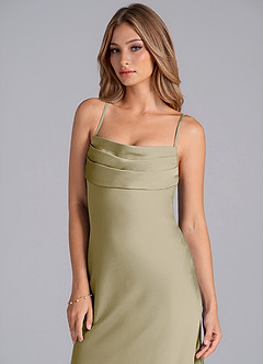 Azazie Seema Bridesmaid Dresses Moss Green Mermaid Corset Stretch Satin Dress image2