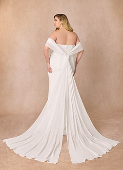 Azazie Laylah Wedding Dresses Diamond White Mermaid Off the Shoulder Chiffon Dress image13