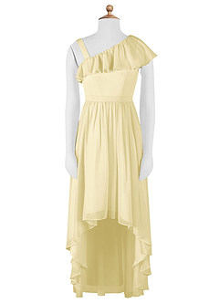 Azazie Mango Junior A-Linie Gestreift Chiffon Kleid Zitronensorbet image6