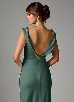 Azazie Kieryn Robes de demoiselle d'honneur Robe Sirène en Satin extensible Plissée Eucalyptus image2