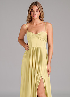 Azazie Tyla Bridesmaid Dresses Lemon Sorbet A-Line Sweetheart Neckline Stretch Satin Dress image8