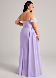 Azazie Amyra Bridesmaid Dresses Lilac Sheath Off the Shoulder Chiffon Convertible Dress image13