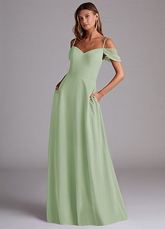 Azazie Marley Bridesmaid Dresses Dusty Sage A-Line Off the Shoulder Chiffon Convertible Dress image1